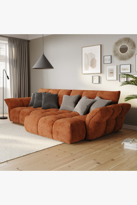 Moderne Eckcouch Tino aus Holz mit Schlaffunktion, grau